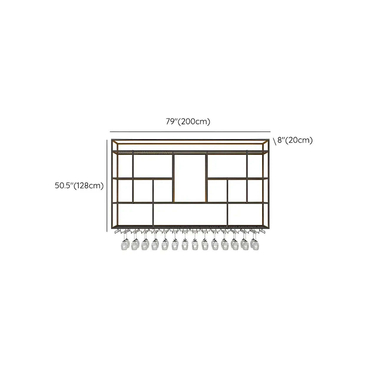 Black Floating Iron Wall-Mount Wine Rack