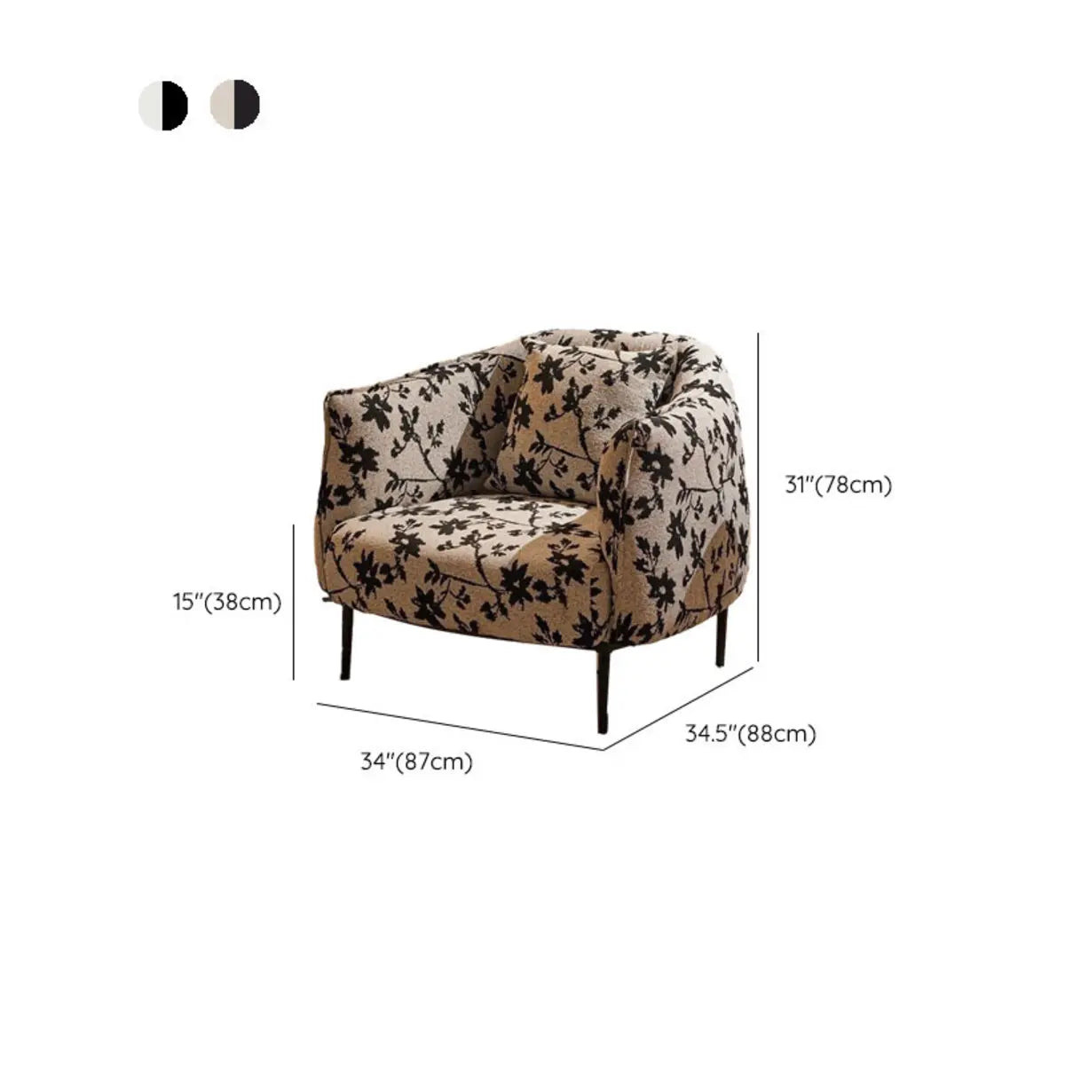 Flannel Floral Pattern Four Leg Arm Chair