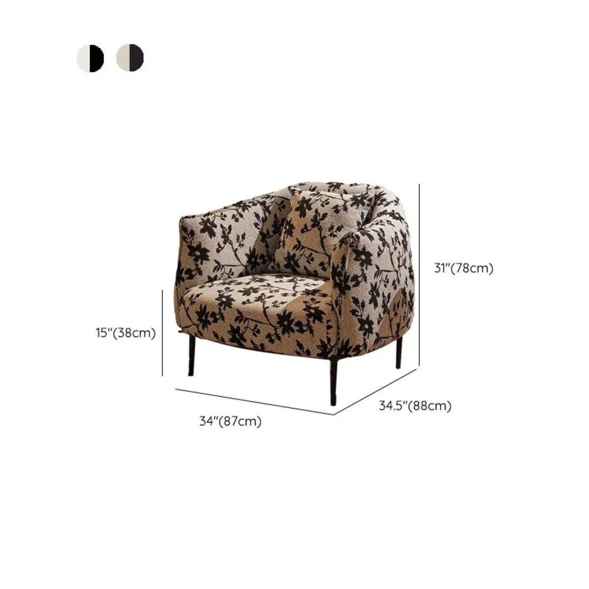 Flannel Floral Pattern Four Leg Arm Chair