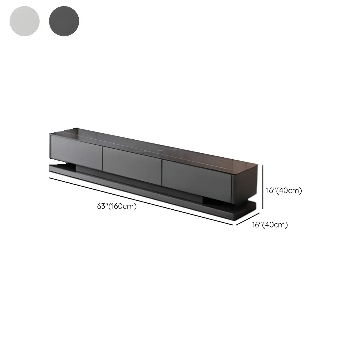 Black Stone Enclosed Drawer TV Stand