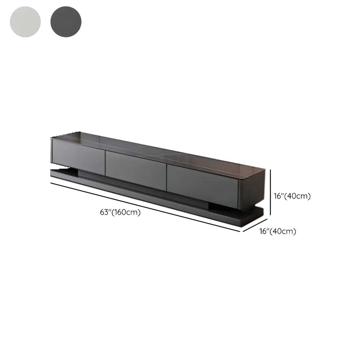 Black Stone Enclosed Drawer TV Stand