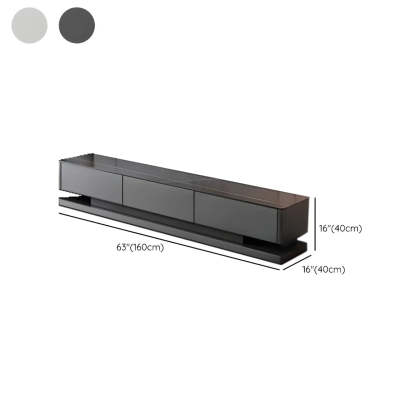 Black Stone Enclosed Drawer TV Stand