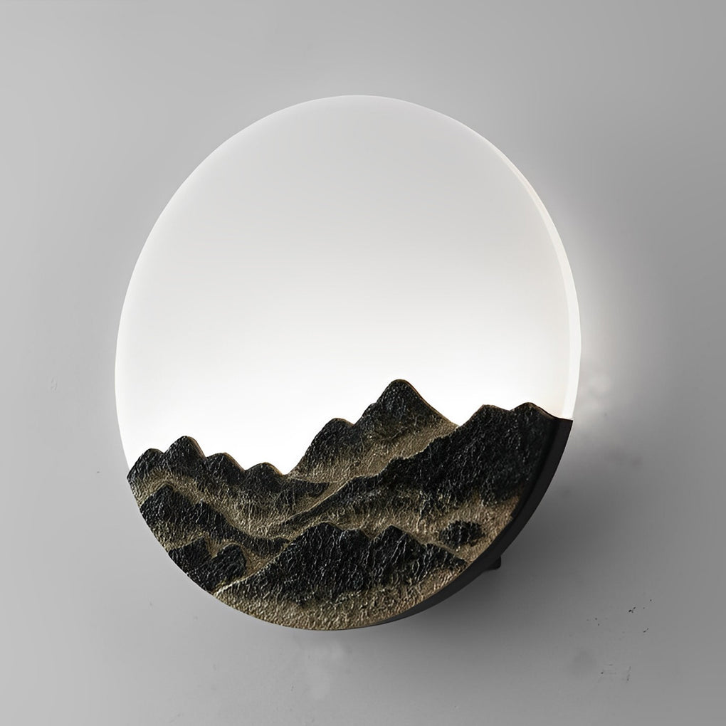 Round Creative Mountain Scenery LED Waterproof Modern Outdoor Wall Lamp-Lighom