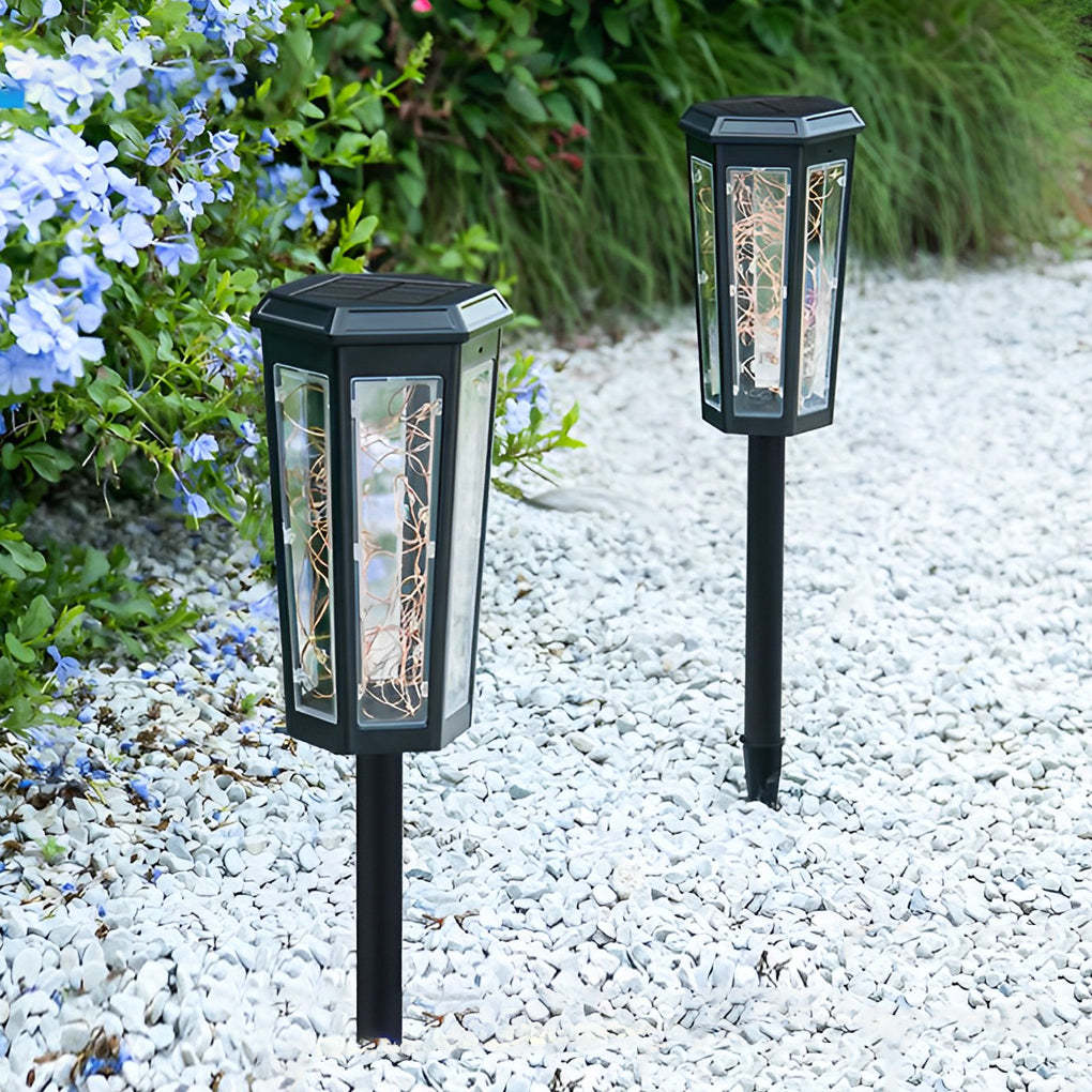 2Pcs Hexagonal Waterproof LED Motion Sensor Outdoor Solar Lawn Lights-Lighom