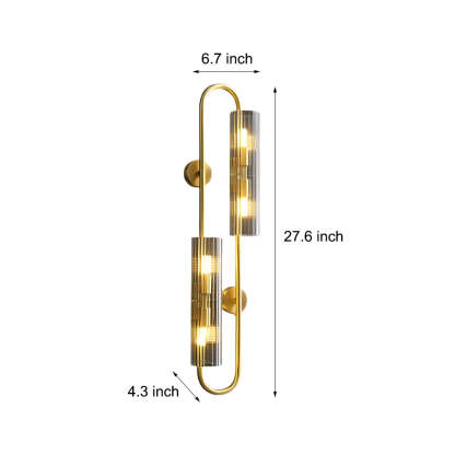 Modern Luxury 4-Light Oval Brass Wall Lamp with Clear Glass Shade-Lighom