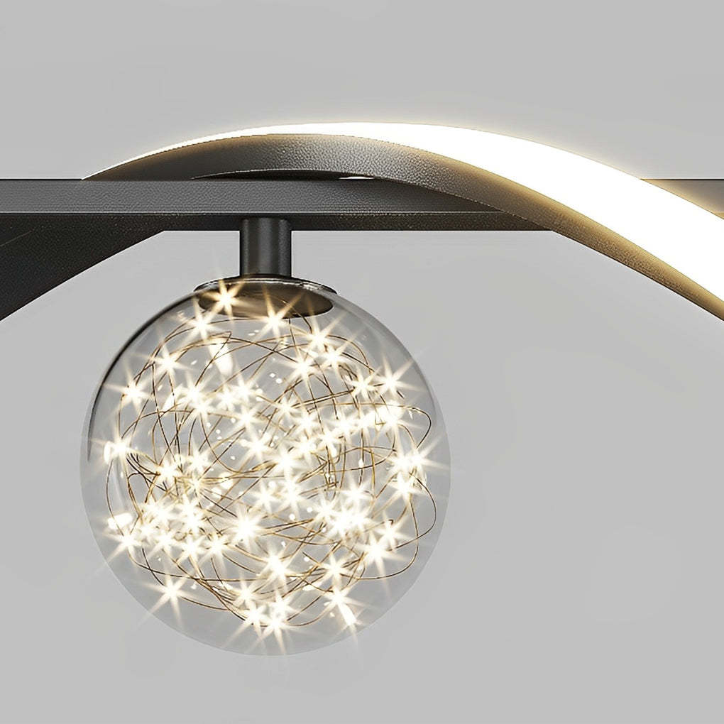 Long Wave Glass Ball 3-Step Dimming Nordic Dining Chandelier