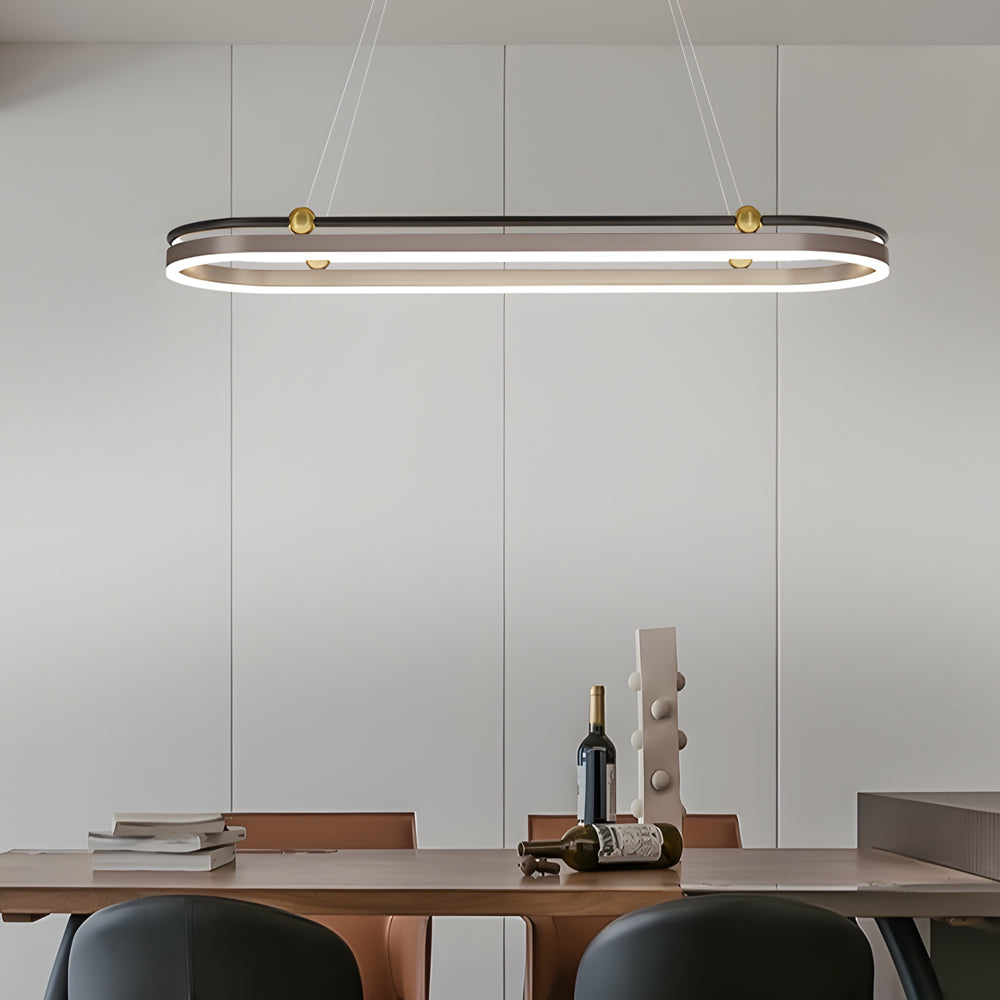 Lighom modern ring oval brown pendant lighting in aluminum — 31.5" / Cool White (6000K) / Black & Coffee