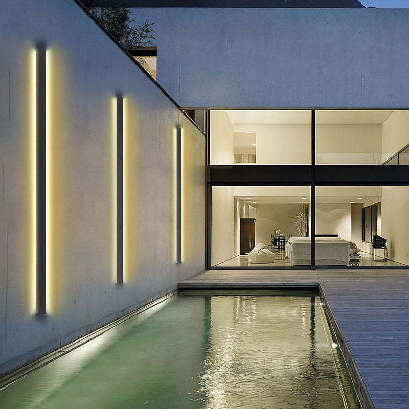 Waterproof Outdoor Long Strip Black Modern Porch Lights Outdoor Wall Lights-Lighom