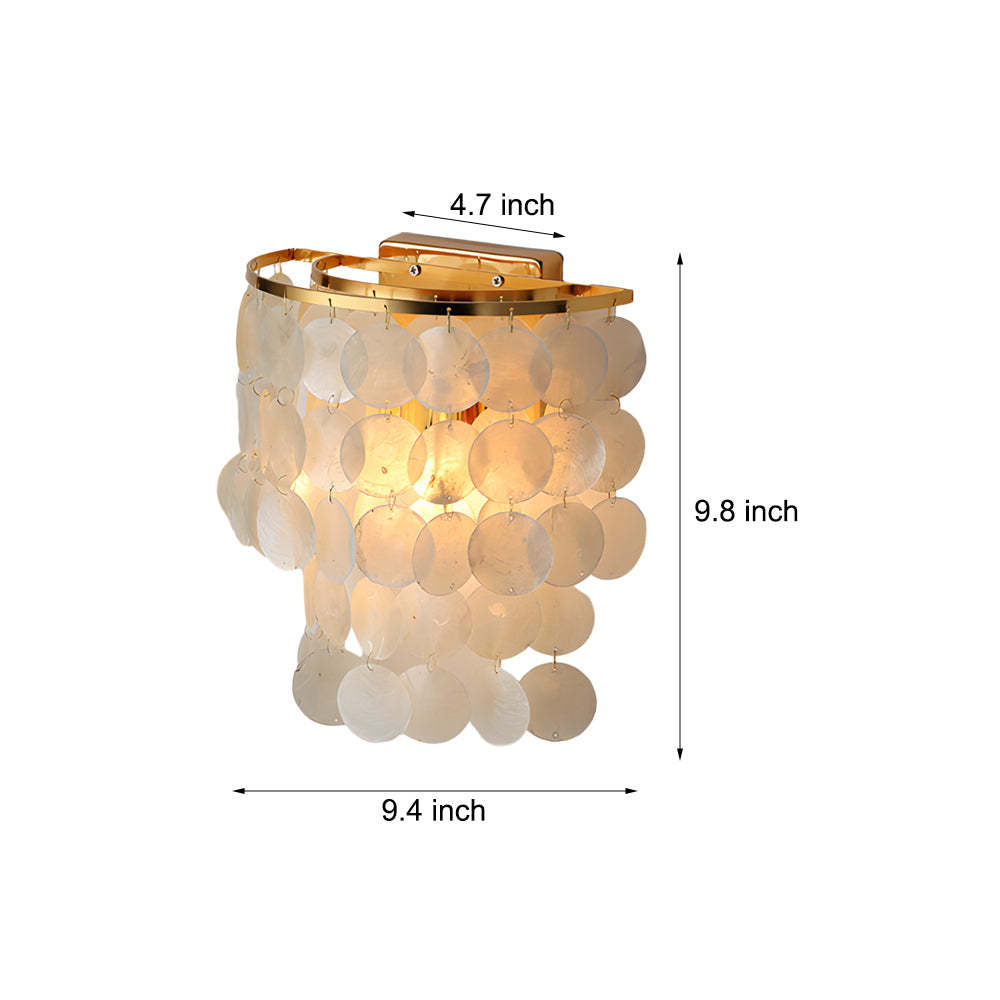 Gold Chrome Coastal Capiz Shell LED Bedside Wall Sconce