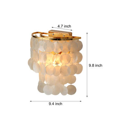 Gold Chrome Coastal Capiz Shell LED Bedside Wall Sconce