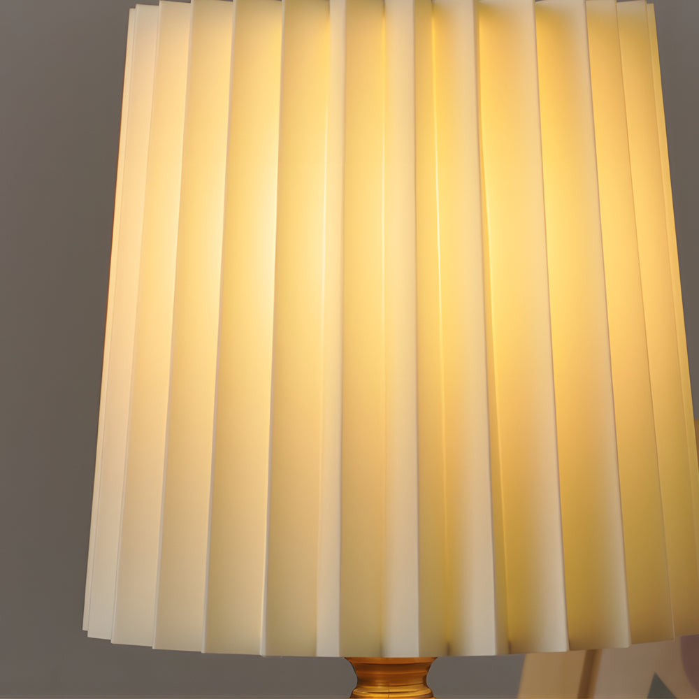 Wood Column Pleated Empire Shade Table Lamp