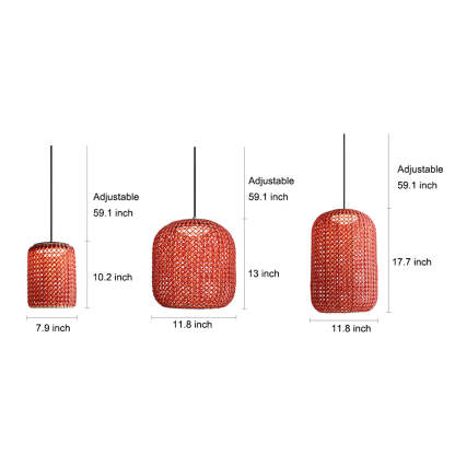 Waterproof Classic Rattan Lanterns LED Red Modern Outdoor Chandelier-Lighom