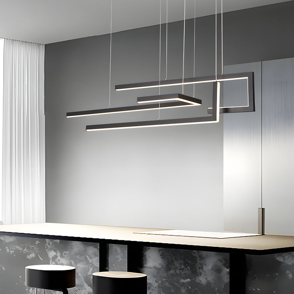 Geometric Strip Dimmable Nordic Dining Chandelier — Black / Dimmable