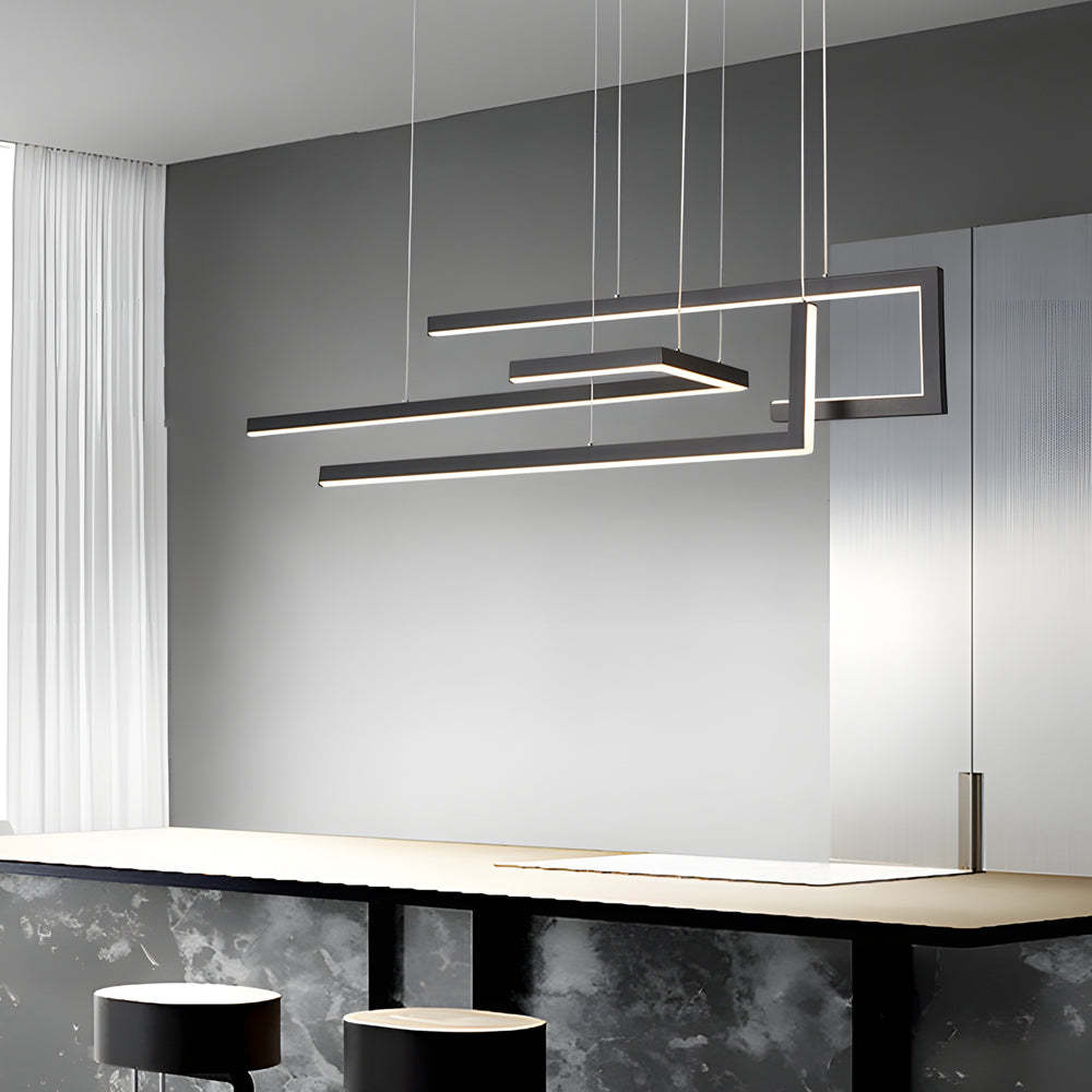 Geometric Strip Dimmable Nordic Dining Chandelier — Black / Dimmable