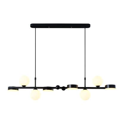 Dimmable Glass Ball LED Long Dining Chandelier