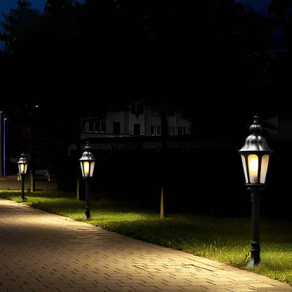 Elegant European-Style Black LED Outdoor Pathway Lamp Post-Lighom