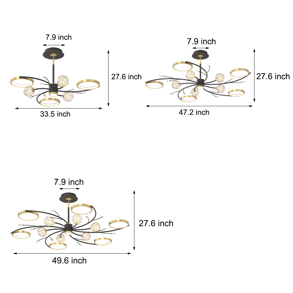 Star Ring Flower Branch Crystal Modern Ceiling Light