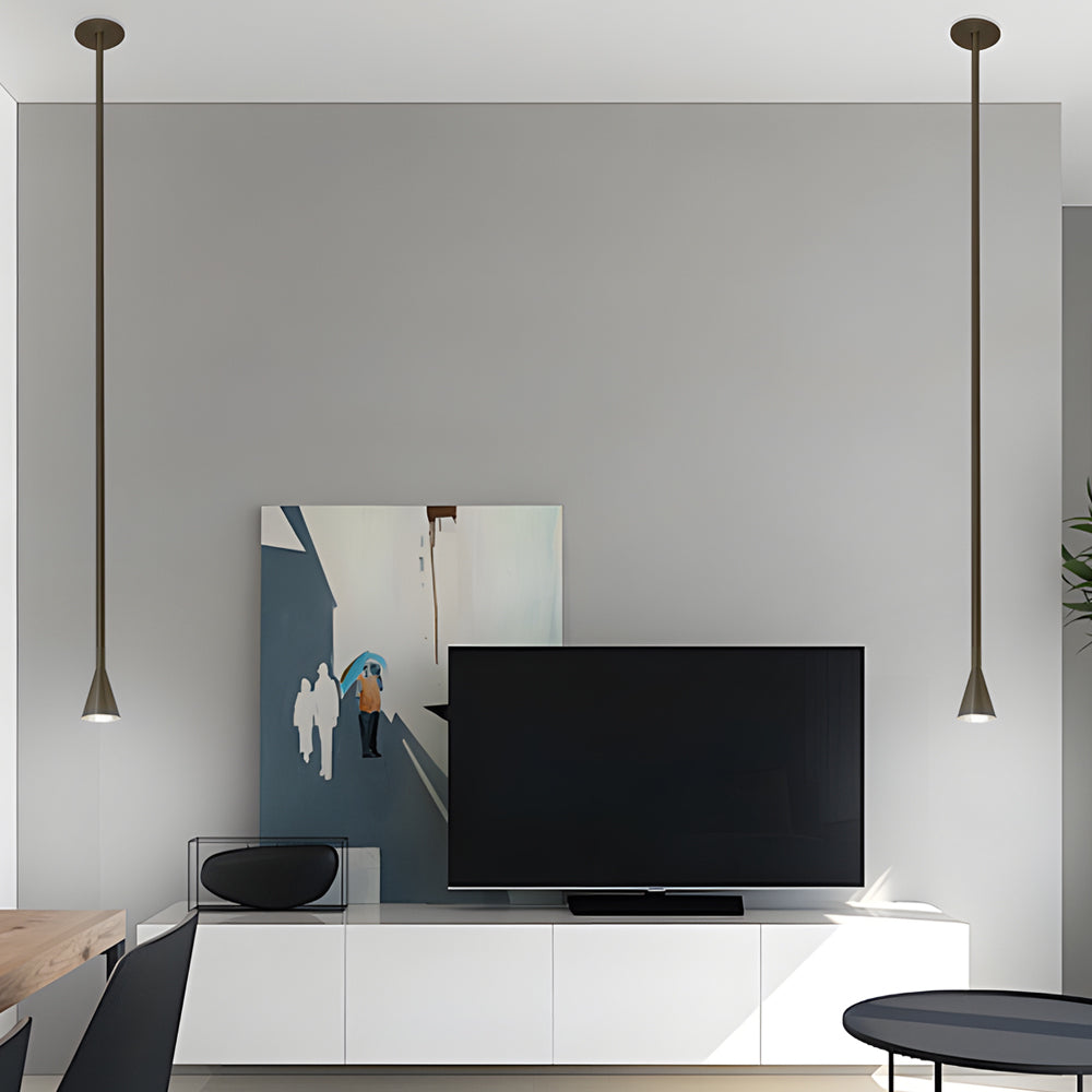 Modern Vertical Metallic Tube Cone Pendant Light