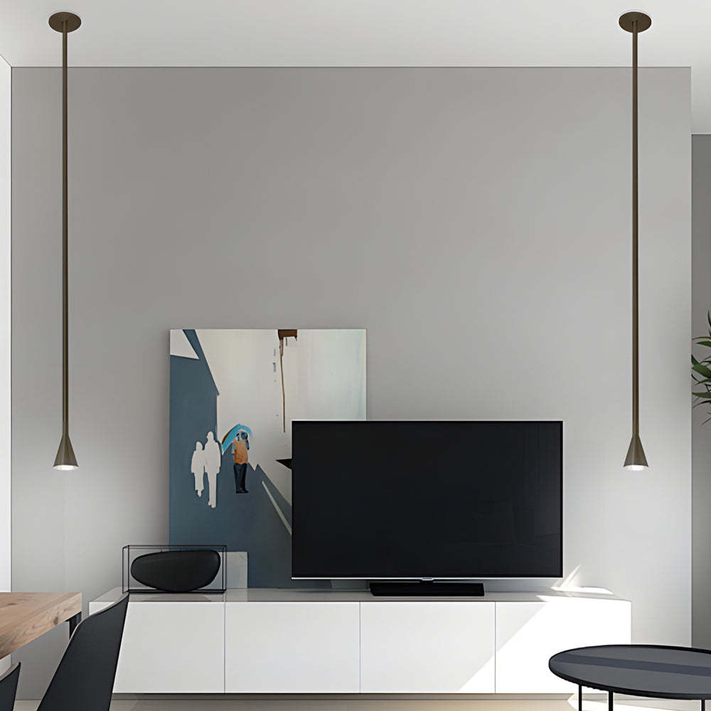 Modern Vertical Metallic Tube Cone Pendant Light