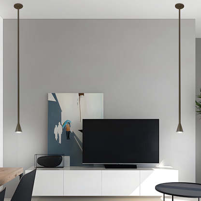 Modern Vertical Metallic Tube Cone Pendant Light