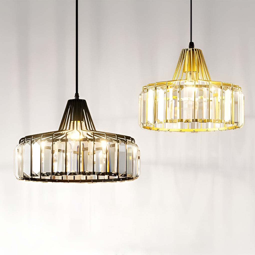 Drum Crystal Metal Modern Pendant Chandelier