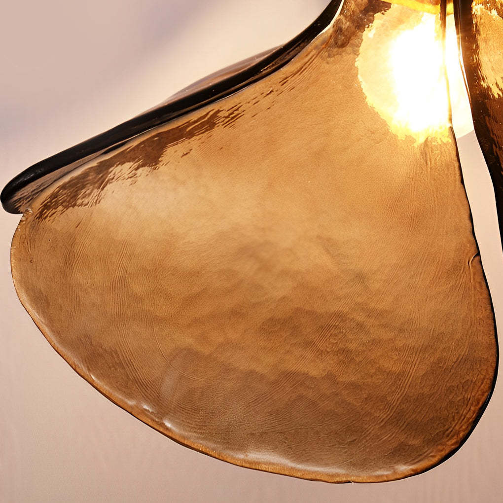 Four-Leaf Flower Glass Copper Brown Retro Pendant Chandelier