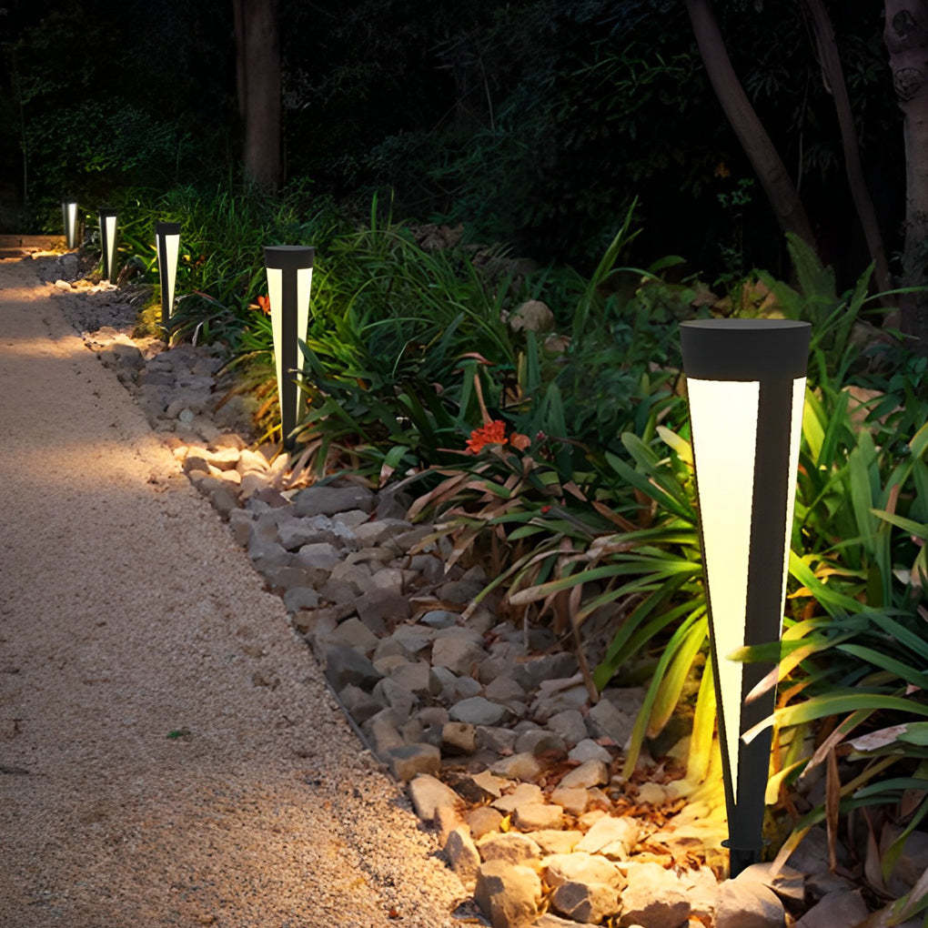 Round Outdoor Waterproof LED Gray Modern Solar Outdoor Lights Lawn Lamp-Lighom