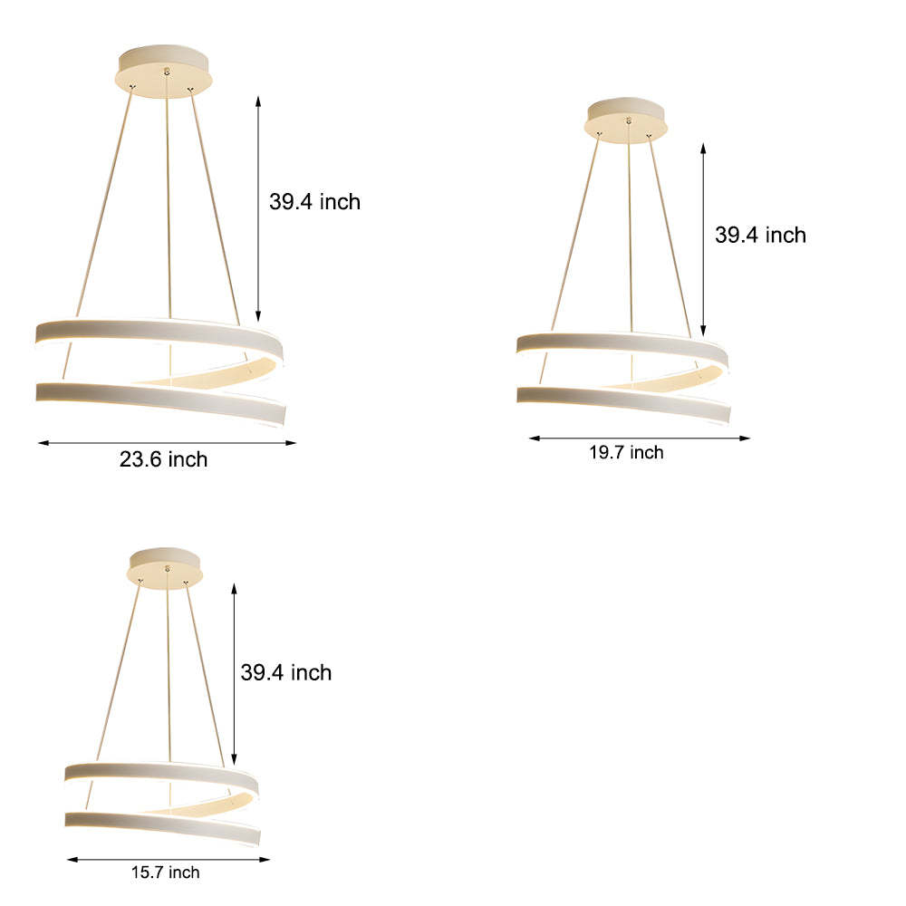 Matte White Twisted Dimmable LED Ring Pendant Lamp