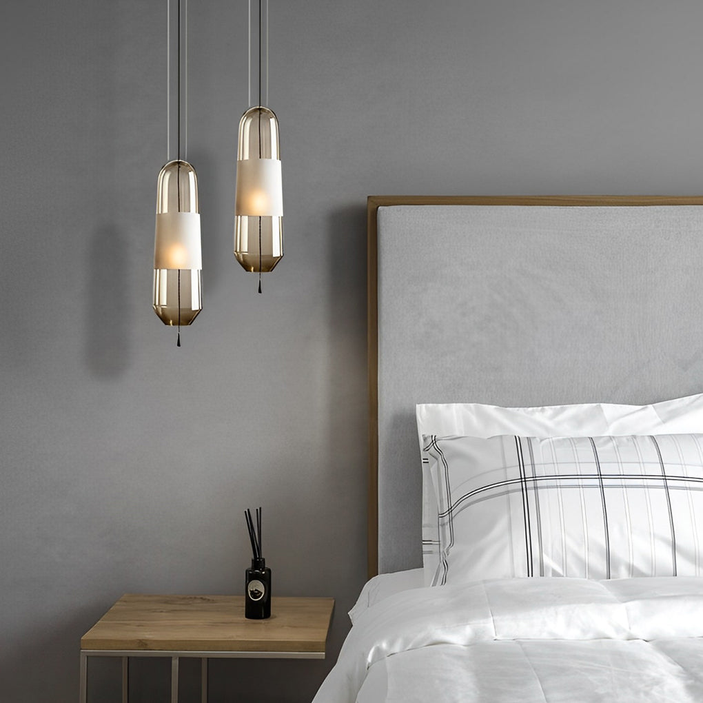 Modern shade art gray glass pendant lighting, Lighom — Amber