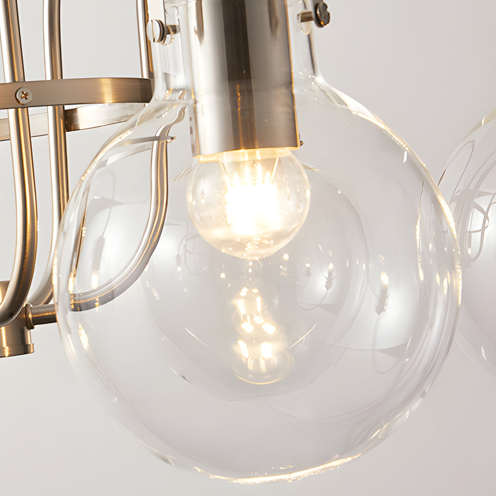 Glass Globe Indoor Nickel Chandelier