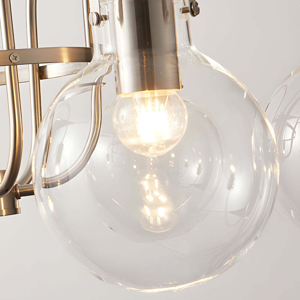 Glass Globe Indoor Nickel Chandelier