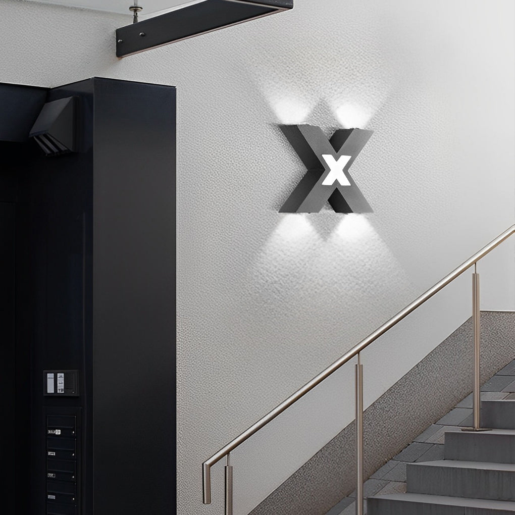 X Shape Creative Waterproof LED Black Modern Outdoor Wall Lamp Exterior Lights-Lighom