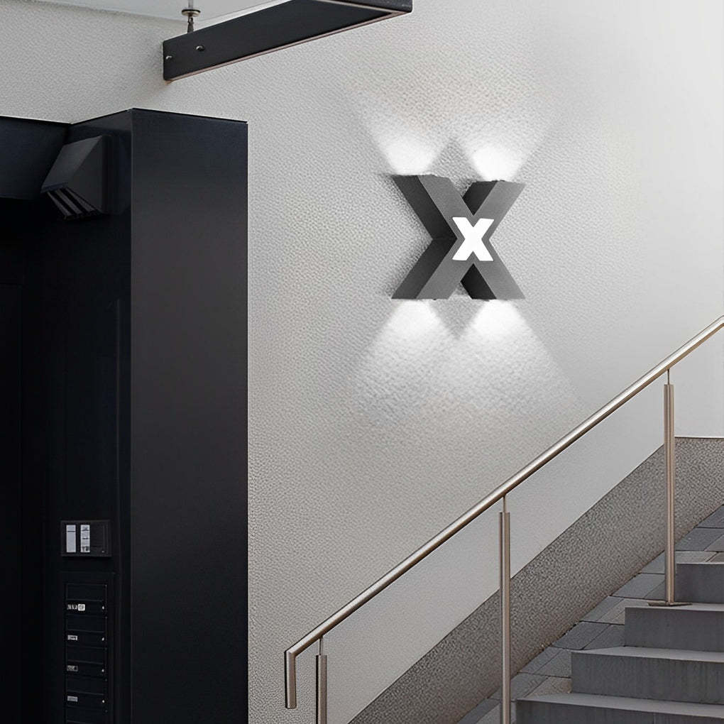 X Shape Creative Waterproof LED Black Modern Outdoor Wall Lamp Exterior Lights-Lighom