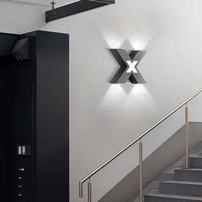 X Shape Creative Waterproof LED Black Modern Outdoor Wall Lamp Exterior Lights-Lighom
