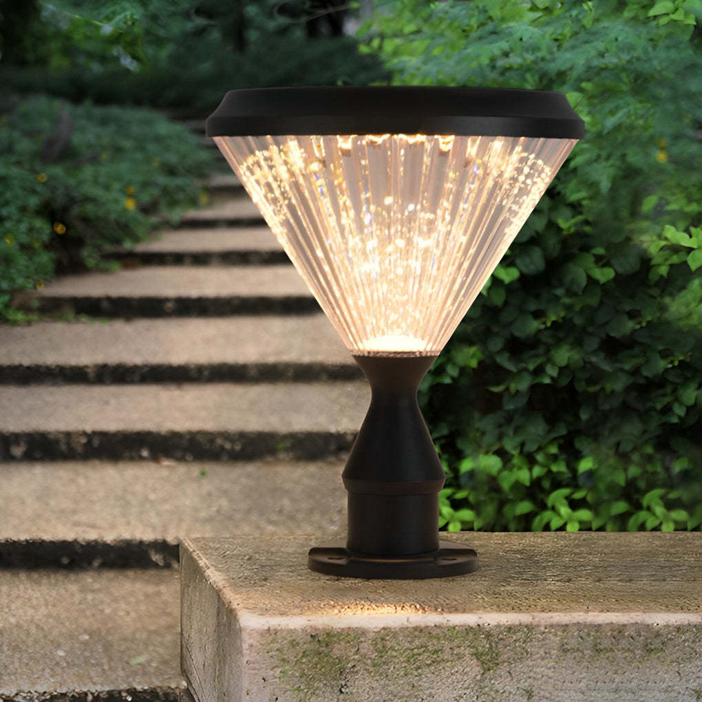 Round Waterproof Light Control LED Black Modern Solar Outdoor Lights-Lighom