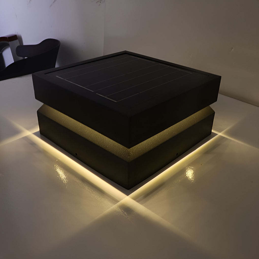 Square 16W LED Black Modern Solar Post Cap Light