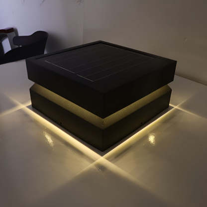 Square 16W LED Black Modern Solar Post Cap Light
