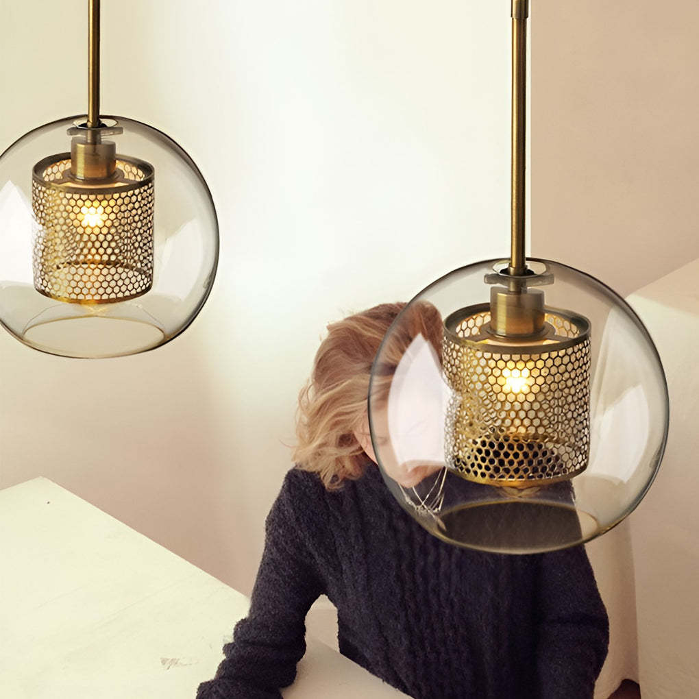 Minimalist Round Glass LED Industrial Kitchen Island Pendant