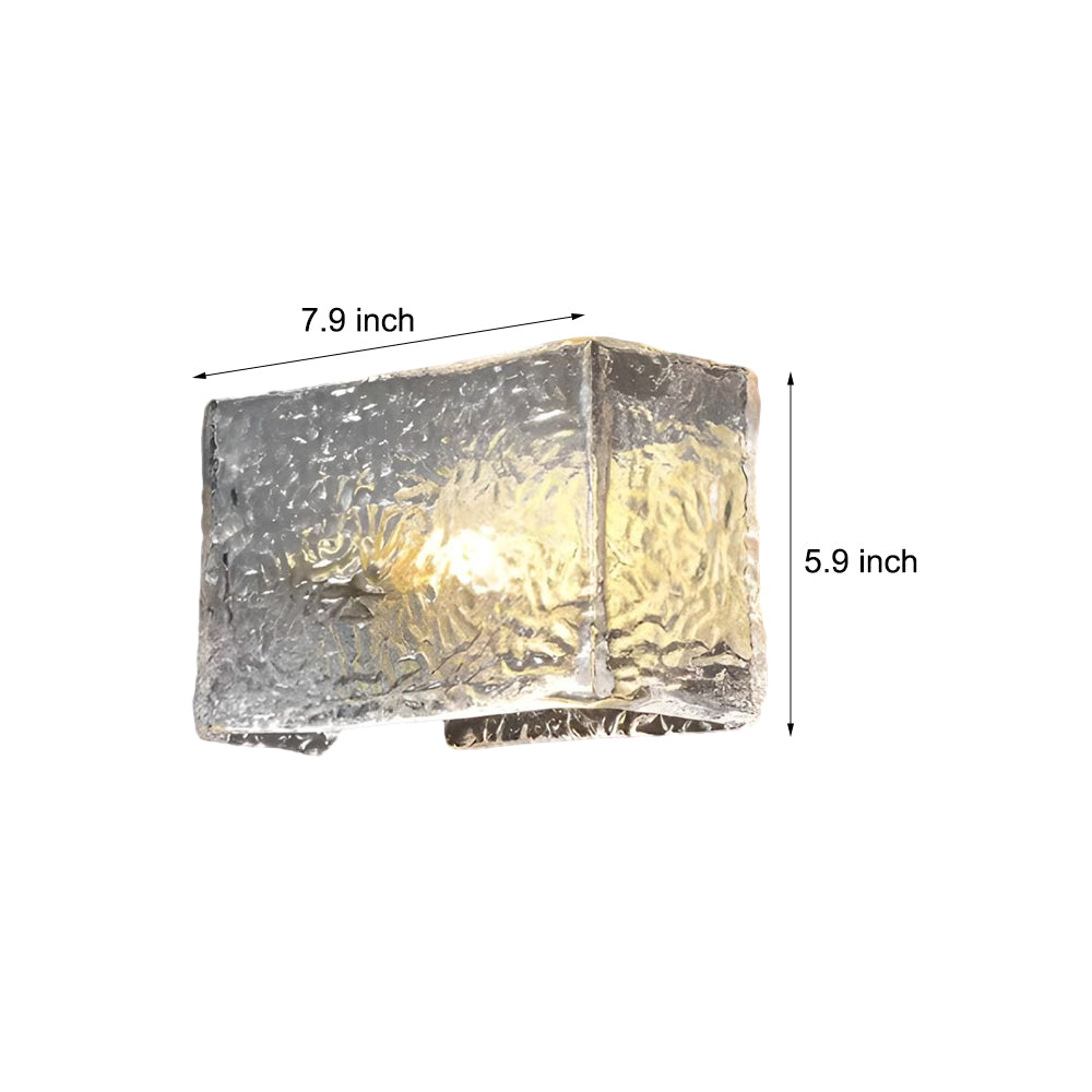 Elegant Rectangular Ripple Glass Bedside Wall Lamp - Modern Brass Fixture-Lighom