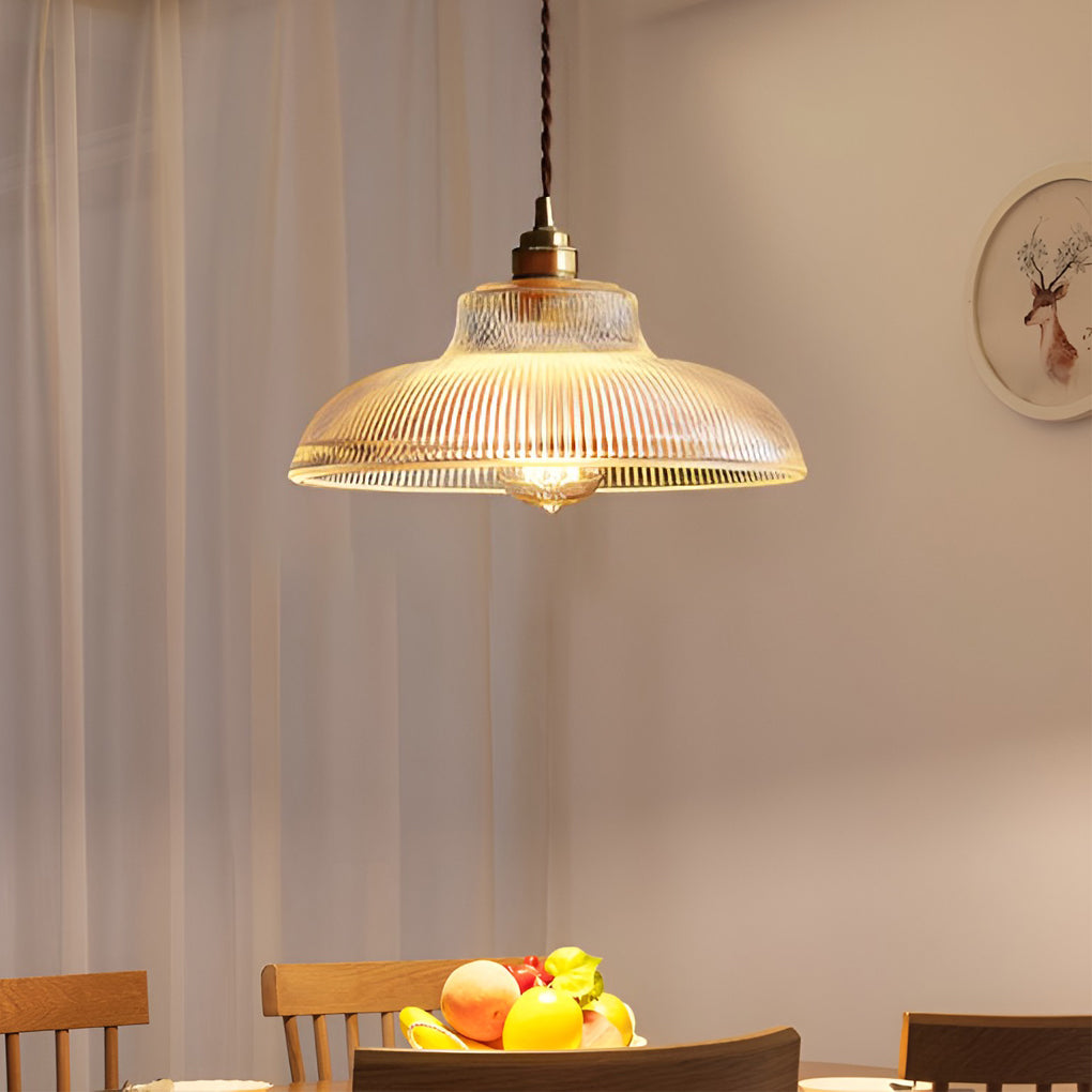 Vintage Round Glass Copper E27 Nordic Pendant Chandelier