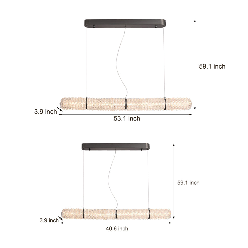 LED Crystal Linear Long Island Suspension Lamp