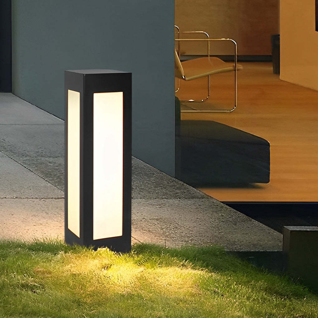 Modern Black Solar Bollard Waterproof LED Outdoor Light