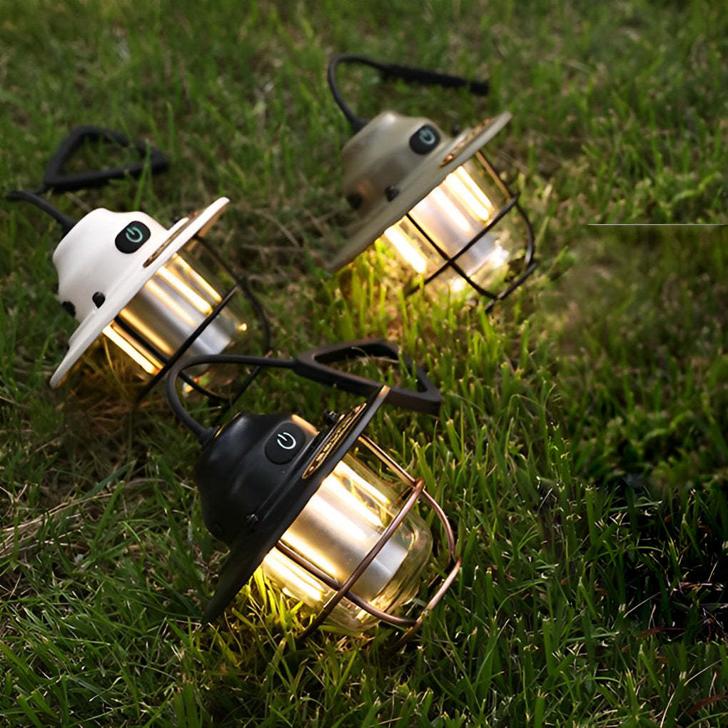 Round LED Waterproof USB Rechargeable Retro Outdoor Light Camping Lamp-Lighom