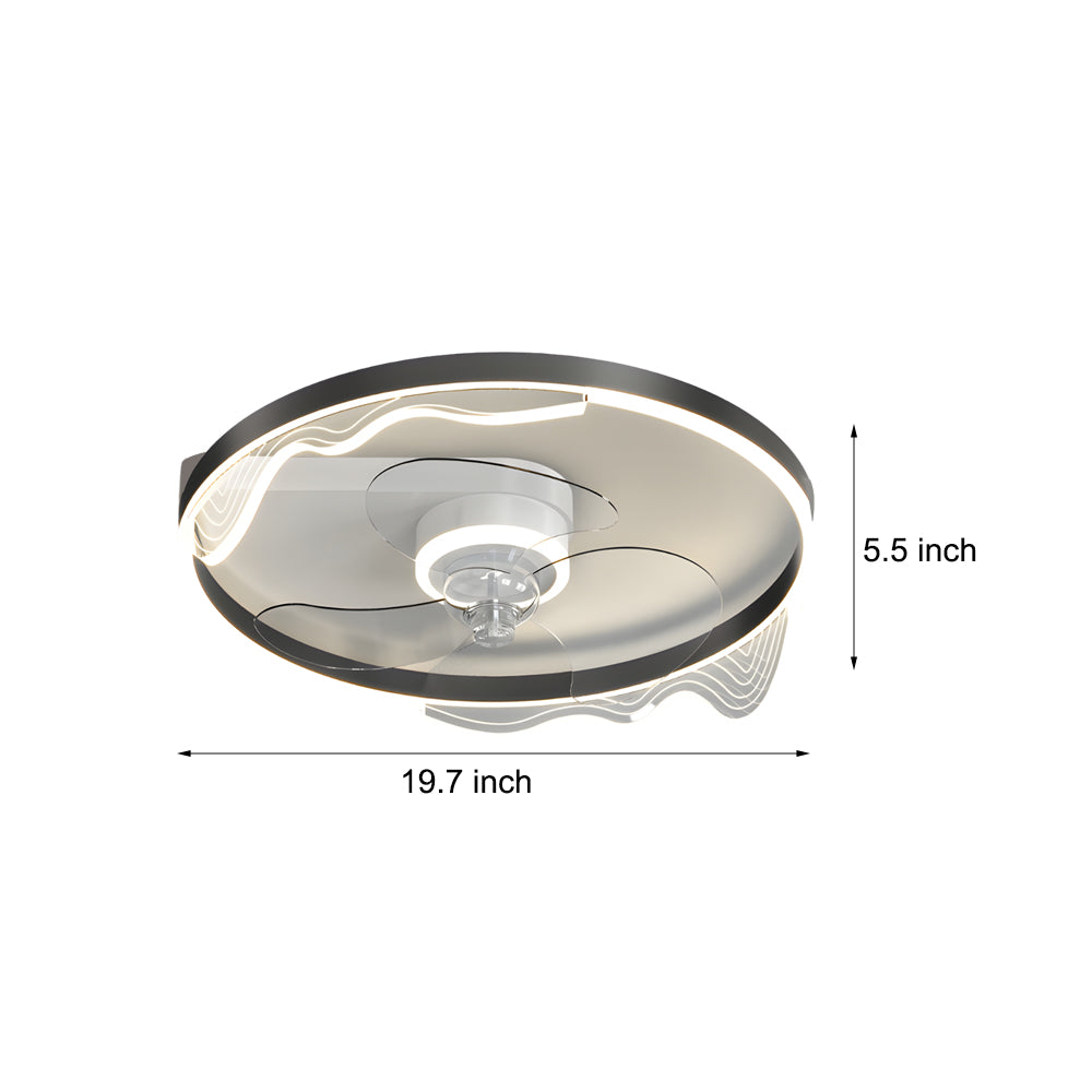 Round Acrylic Waves LED 3-Step Dimming Ceiling Fan Lamp