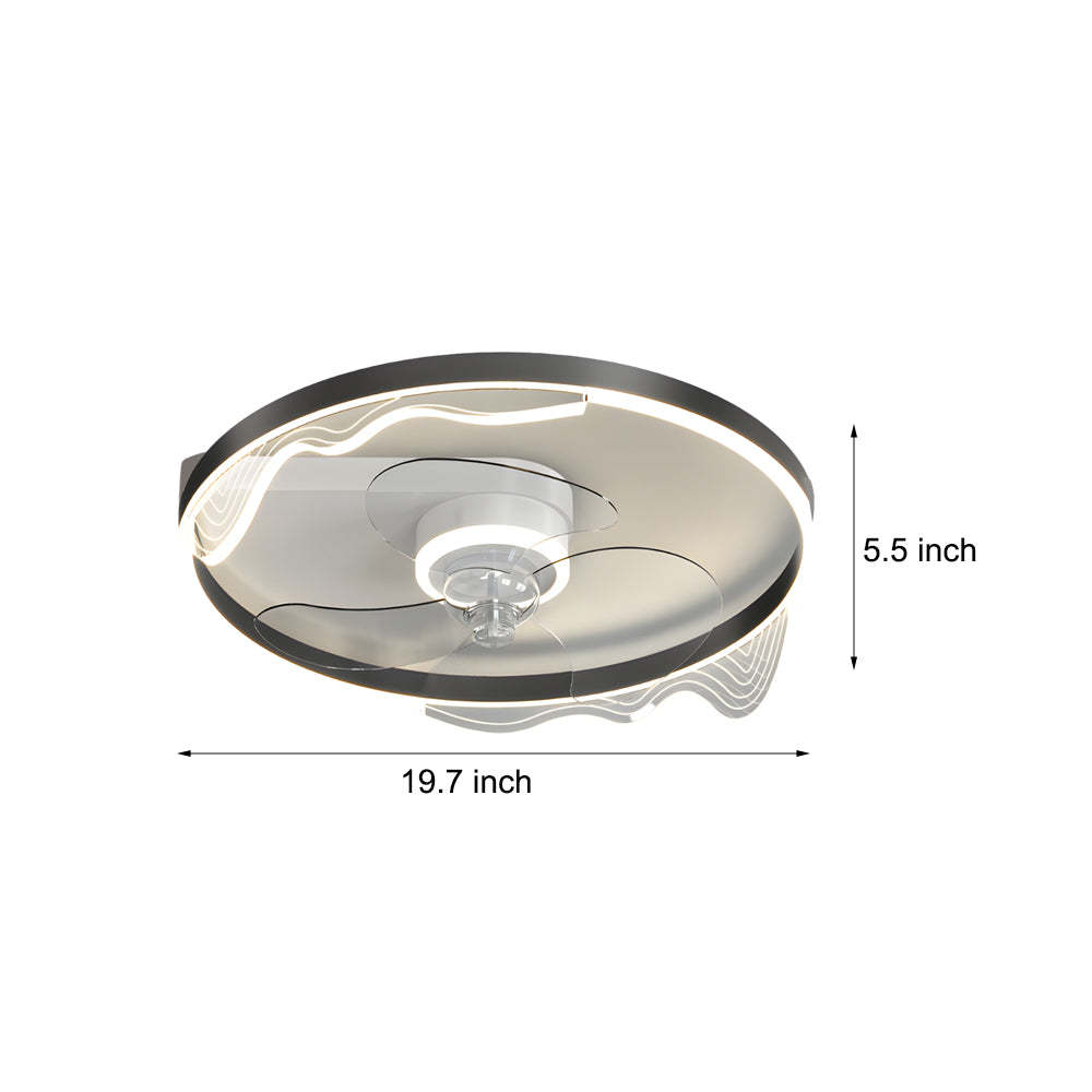 Round Acrylic Waves LED 3-Step Dimming Ceiling Fan Lamp