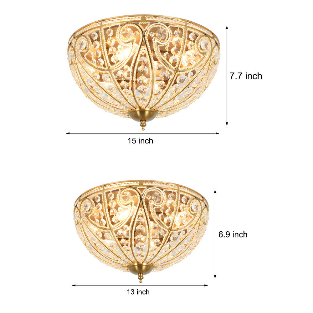 Crystal Roman Style Flush-Mount Ceiling Fixture