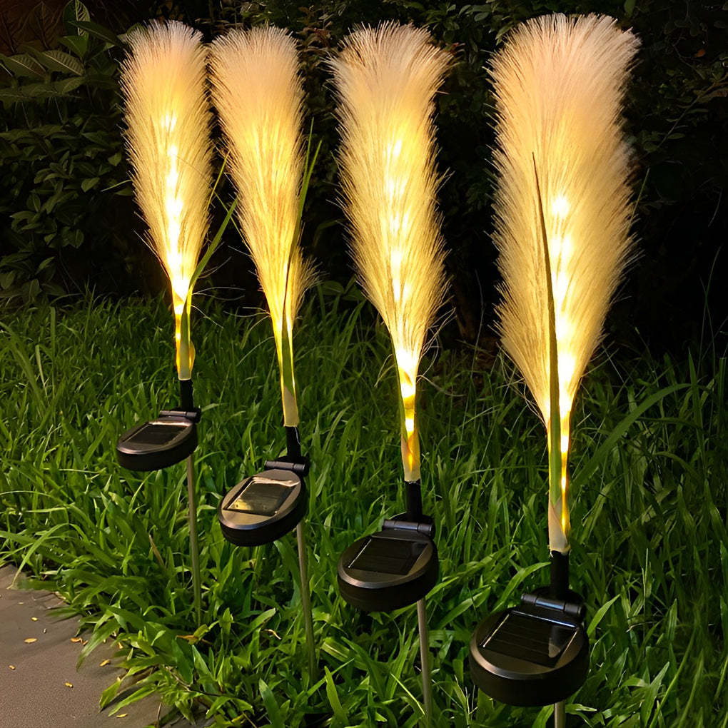 2PCS Creative Hairy Reed Decor LED Intelligent Modern Solar Lawn Lamp-Lighom