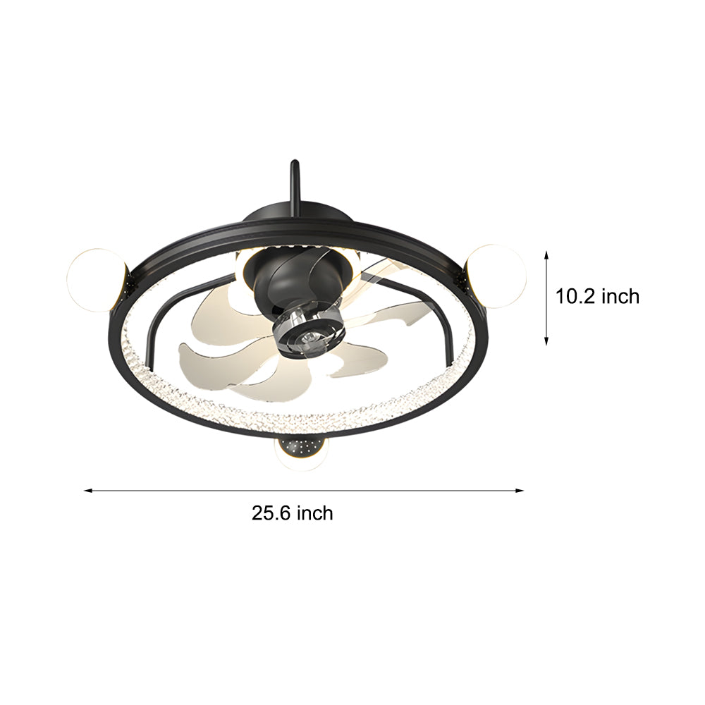 Round Acrylic Ball Decor 3 Step Dimming Modern Bladeless Ceiling Fan Light-Lighom