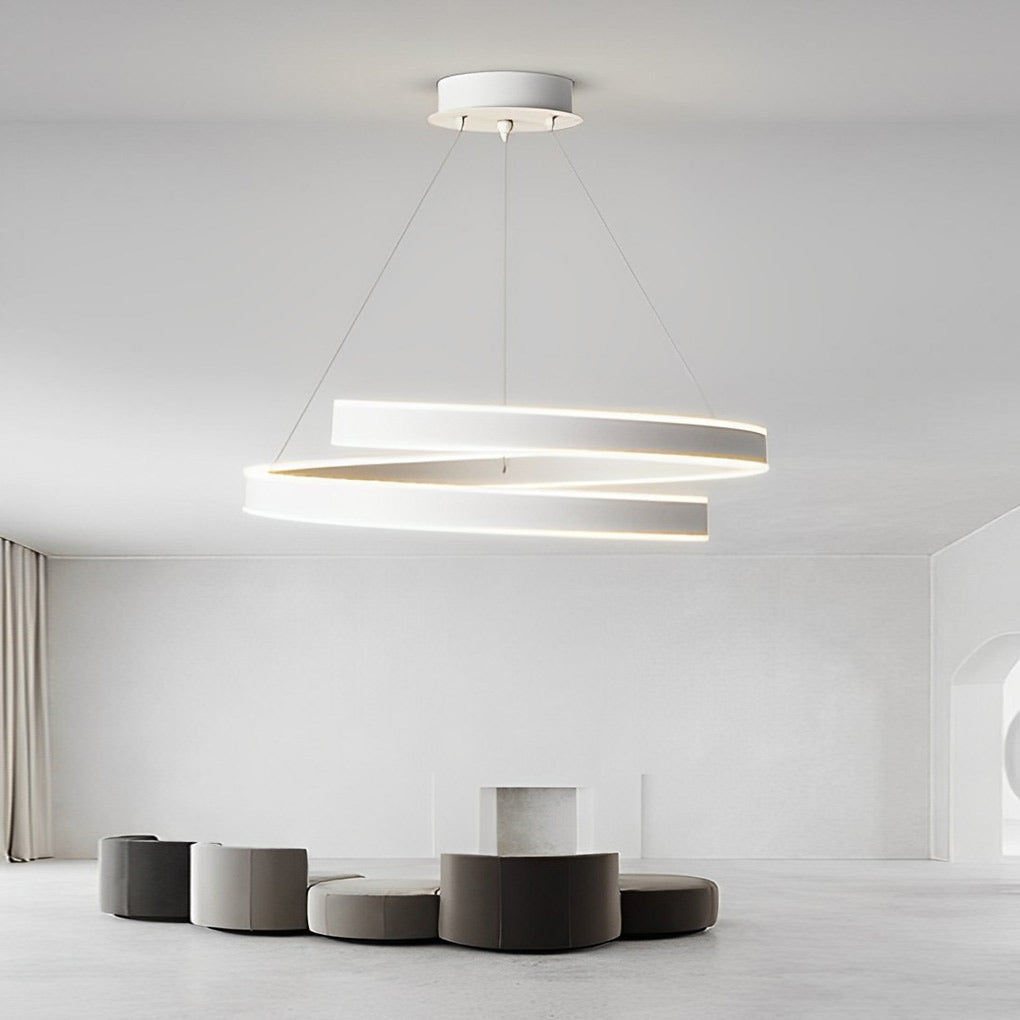 Modern rotating ring chandeliers in synthetic — 3-Color Changeable