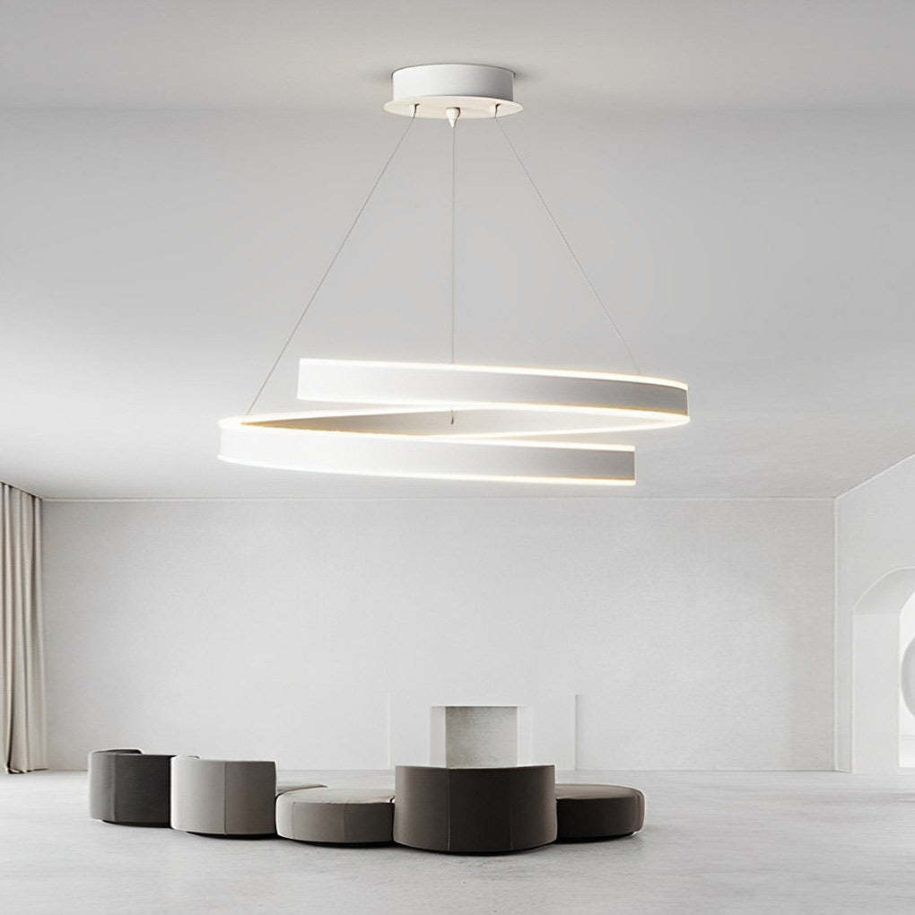 Rotating Ring Dimmable LED White Nordic Chandelier